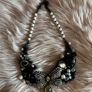 Betsey Johnson Black and White Bow Necklace